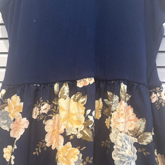 Maurices Navy Dress with Yellow and Peach Floral - Picture 2 of 4